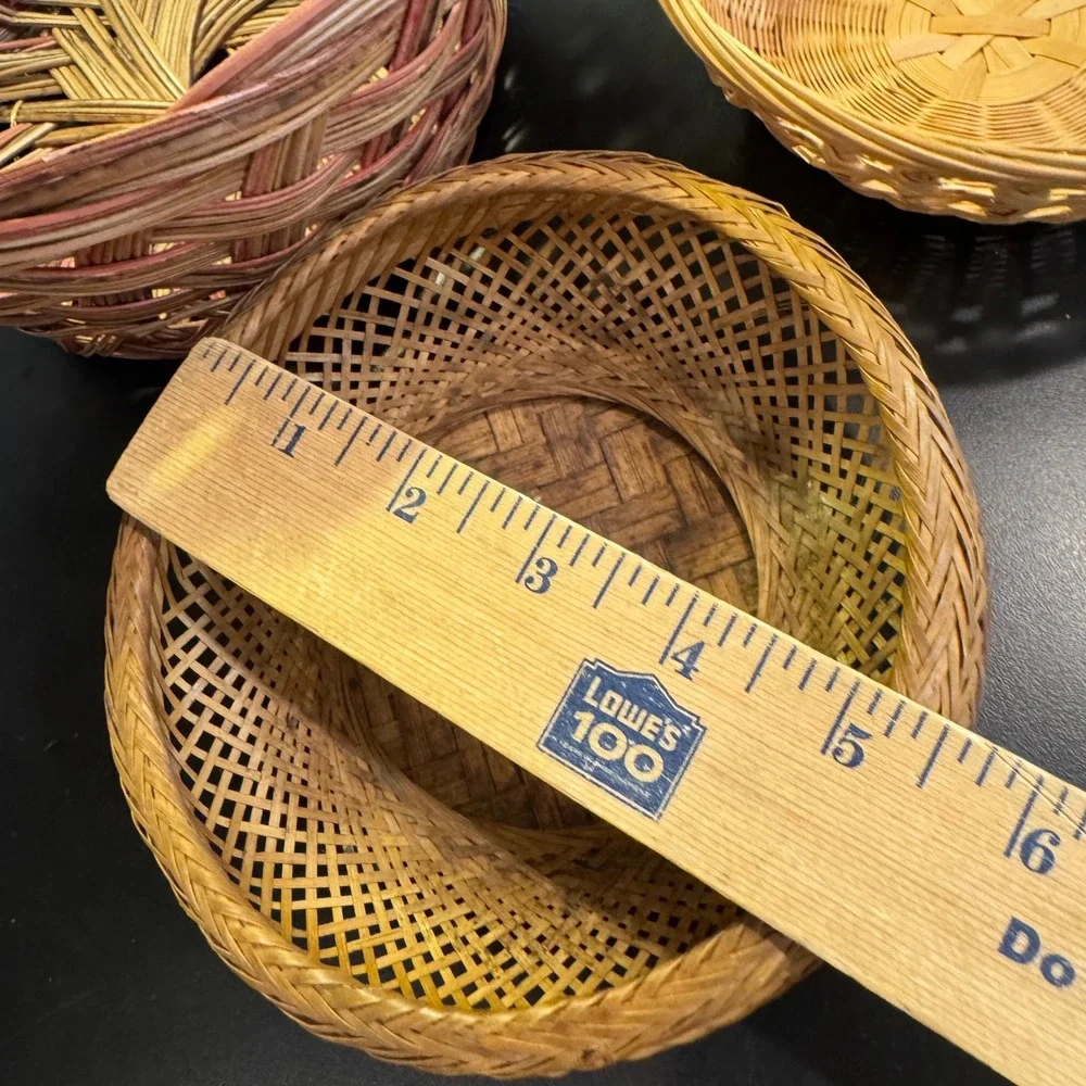 Woven Baskets Home Decor Set of 3 Brown Tan Mixed Weave Boho Rustic